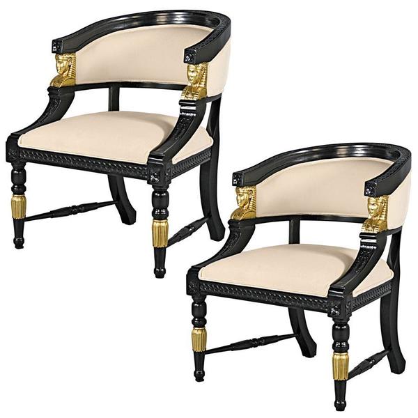 Design Toscano Neoclassical Egyptian Revival Chair, PK 2 AF951402
